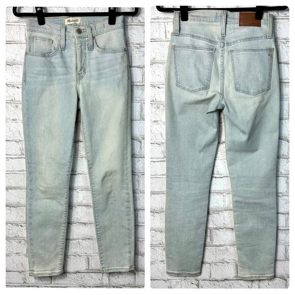 Madewell Jeans 9" Mid Rise Skinny Crop Stretch Denim Light Wash Blue 23 - Picture 2 of 9